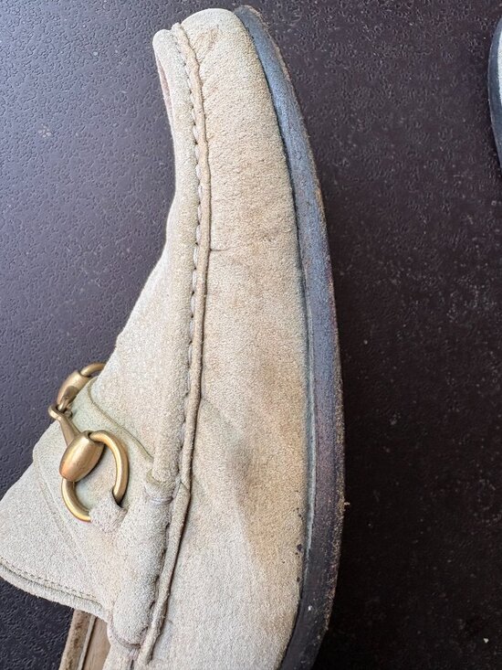 Gucci Horsebit Loafers Men’s 9D Beige Suede Slip On Shoes Made in Italy